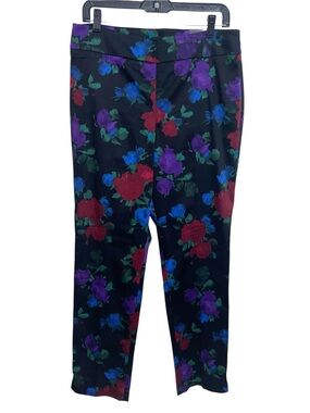 Talbots Pants Womens Size 10 Chatham Ankle Blurred Black Floral Jacquard NWT